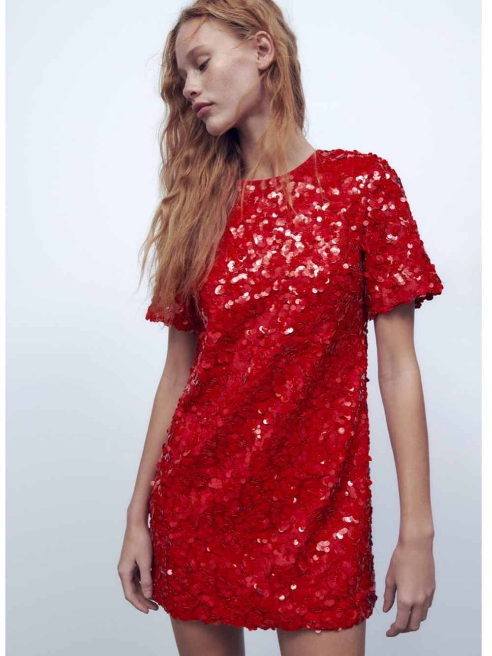 ZARA WOMAN NWT RED SHORT SEQUIN DRESS